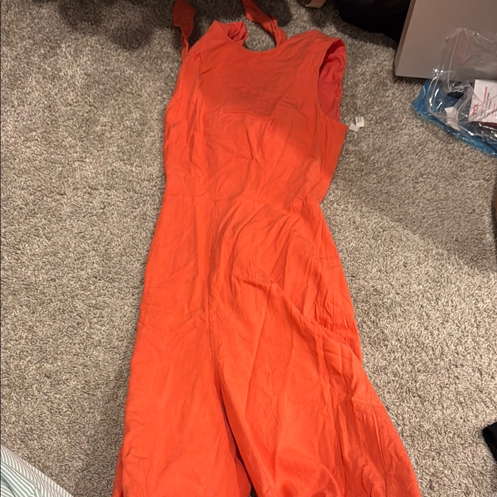 Elegant Orange Sleeveless jumpsuit